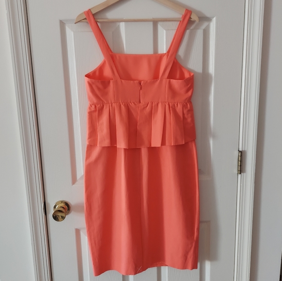 NWT J Crew Coral Cotton Silk Classic Faille Peplum Party Dress Size 4 - Picture 3 of 5